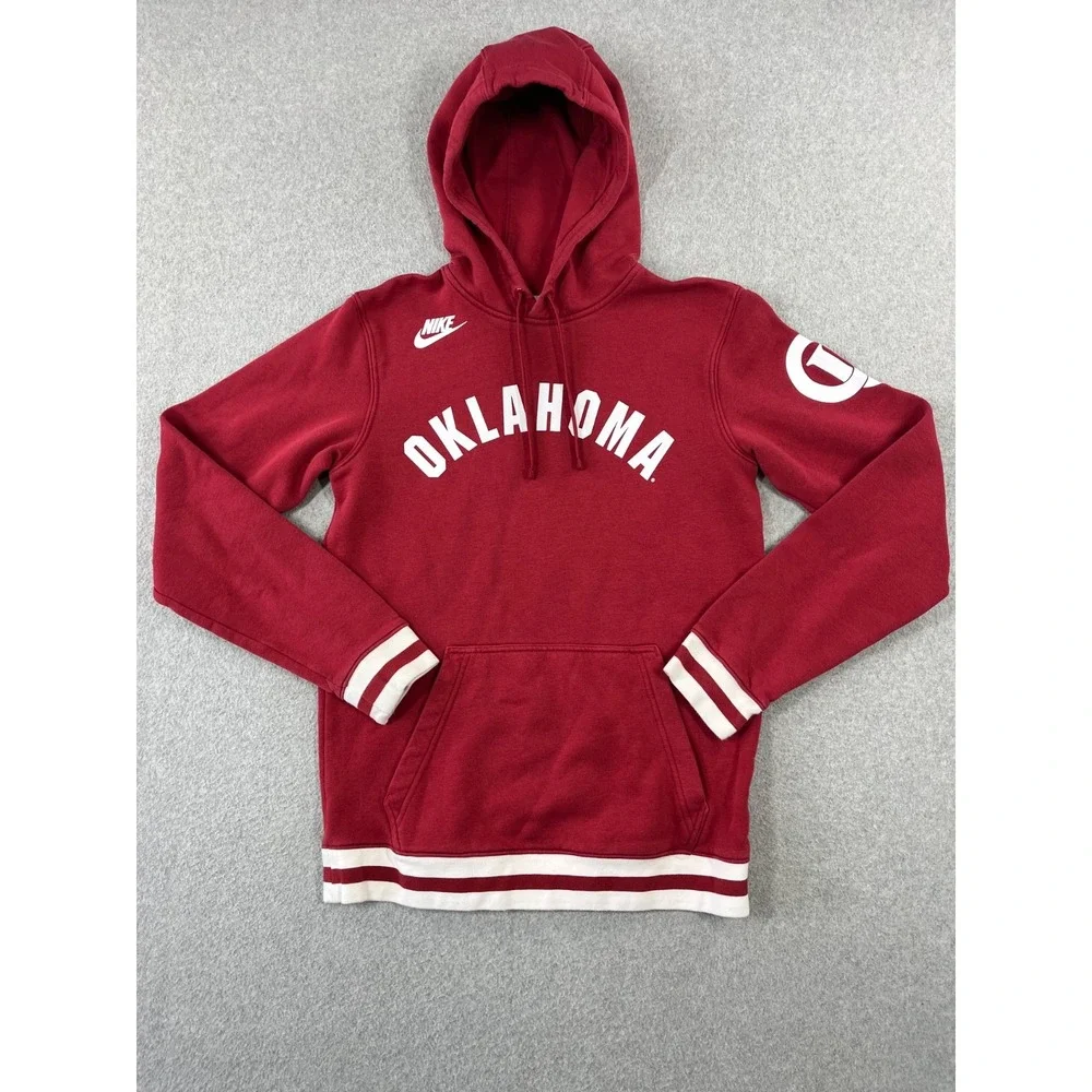 University Of Oklahoma Sweatshirt Mens S Red Nike OU Sooners Pullover Hoodie